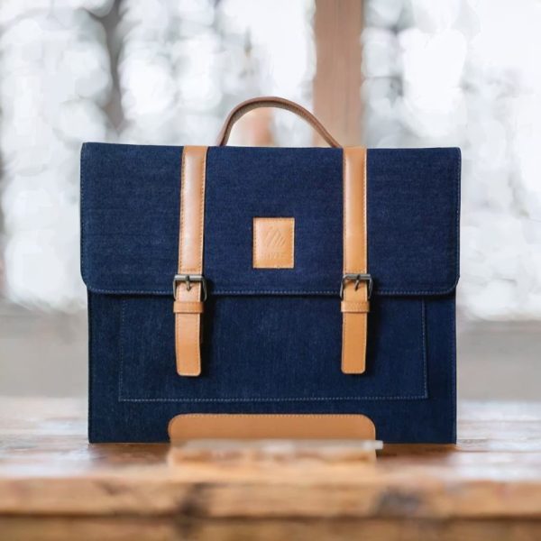 Denim Laptop Bag Office Bag For Men  #LB-Blue-01 - Image 2