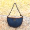 Denim Dancer Crescent Crossbody Handbag For Women - Blue