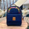 Denim Floral Mini Backpack  For Women #MBP-Blue - Image 3